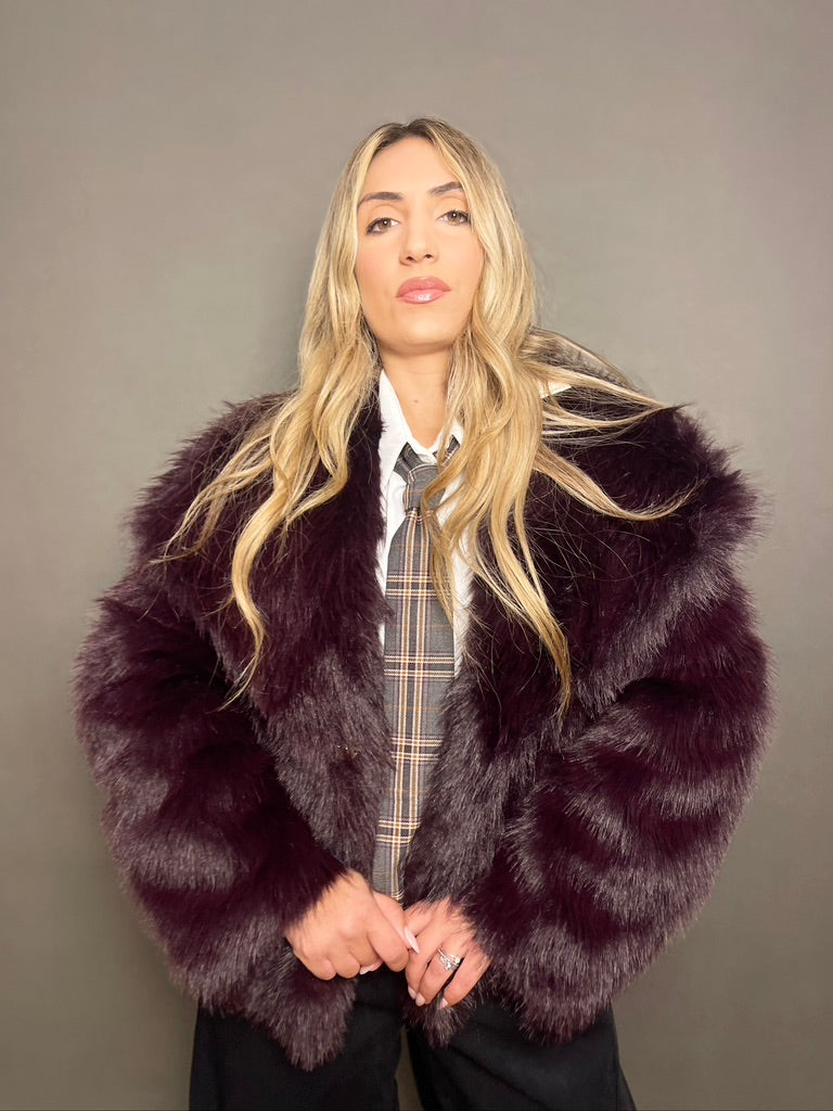 Pelliccia Teddy bordeaux