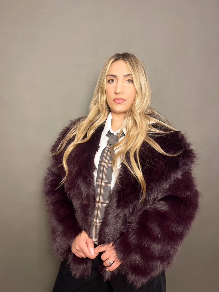 Pelliccia Teddy bordeaux