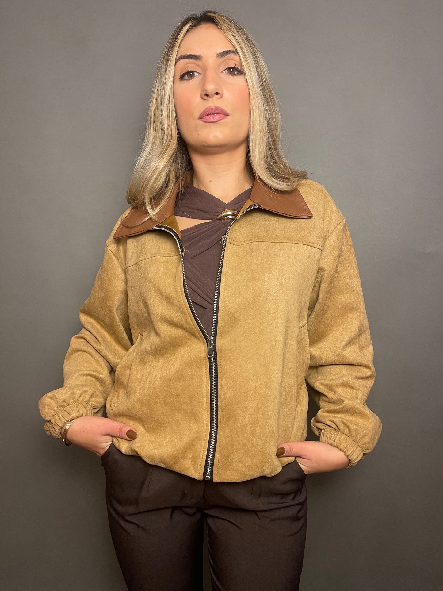 Bomber Velvet CAMEL