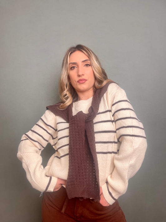 Pull lily marrone e panna