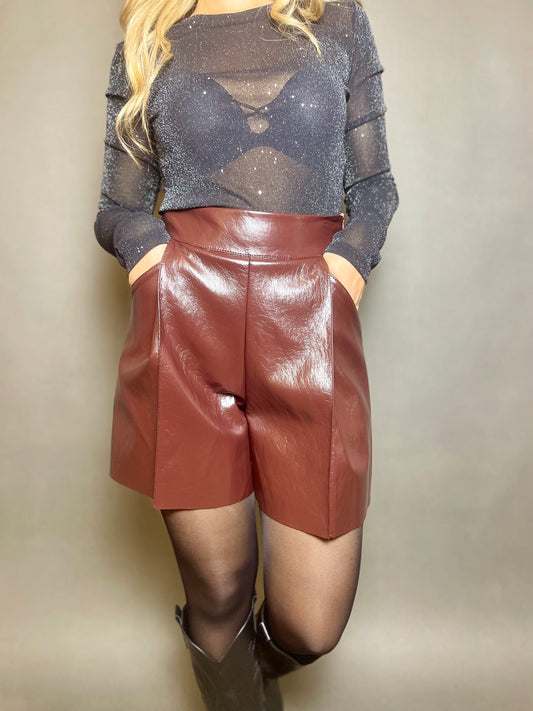 Pantaloncino vinile bordeaux