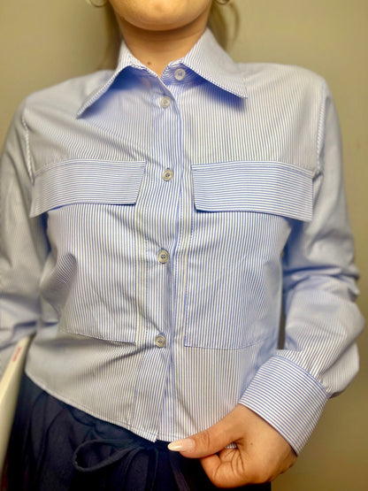 Camicia a bastoncino con tasche bianche