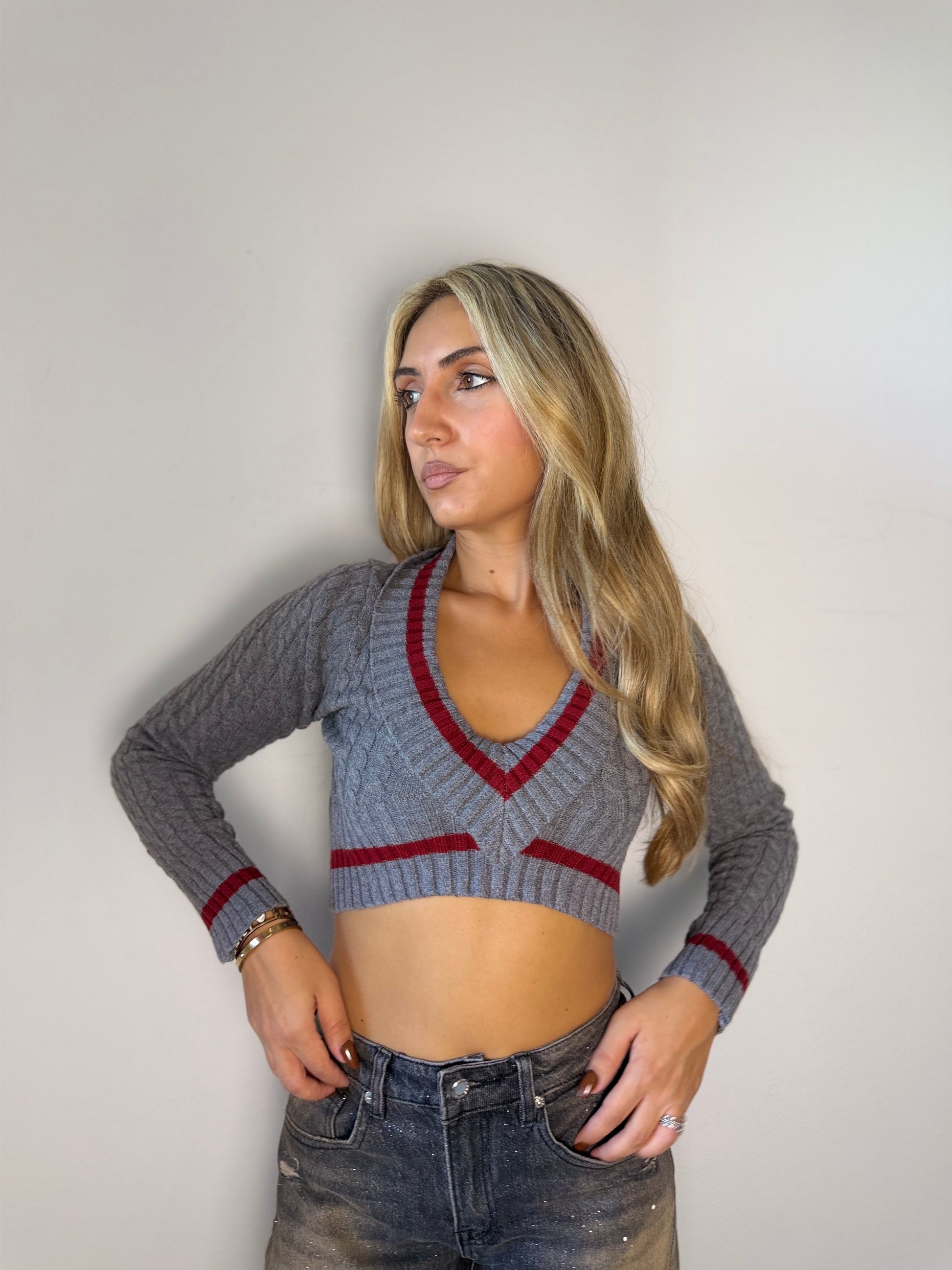 Maglione crop college